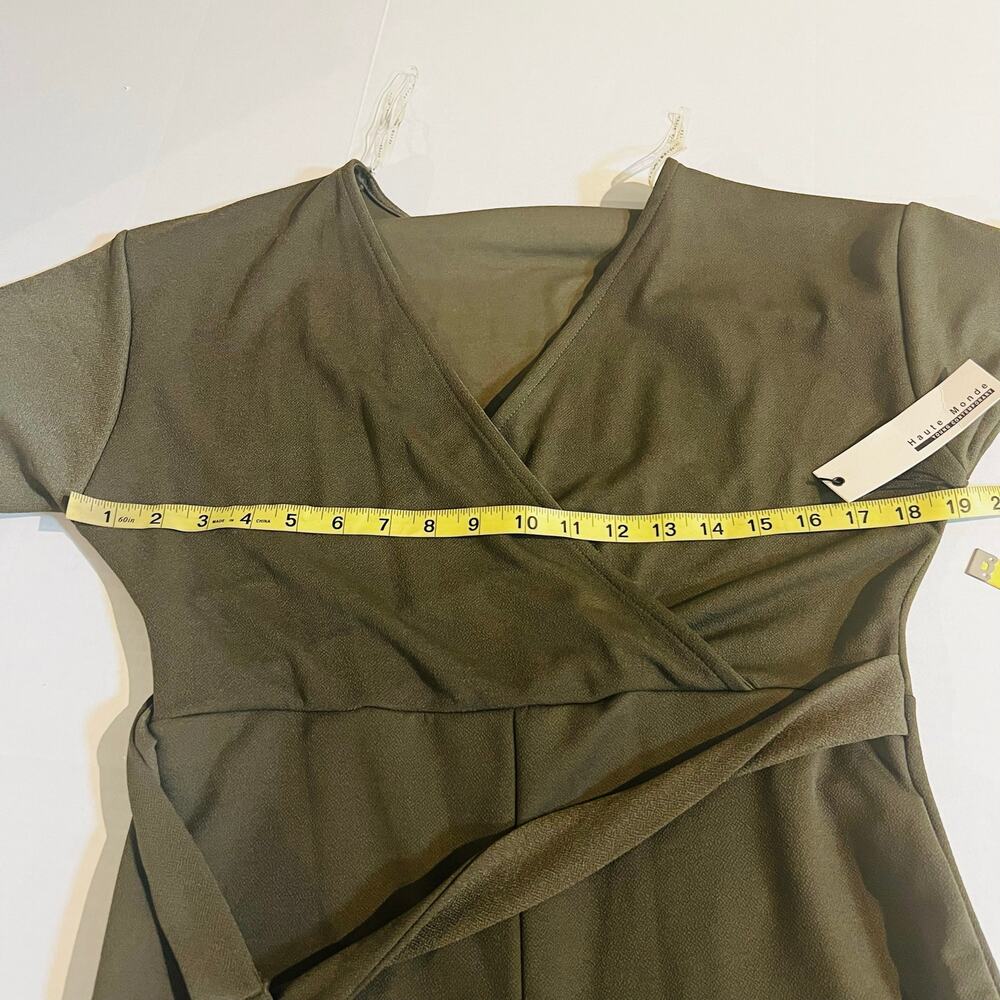 Haute Monde Short Sleeve Wide Leg Jumpsuit Size M Medium NWT Green - Picture 4 of 6